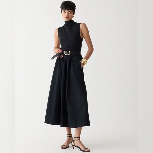J. Crew Dresses & Skirts - NWT J. Crew Fitted knit mockneck dress with poplin skirt